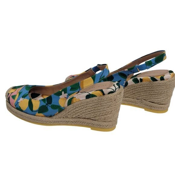 Cole Haan Slingback Espadrille Wedge Sandals 5.5 Multicolor Fabric - Picture 6 of 10